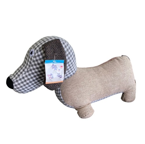 Door Stop Weiner Dig Dachshund Plaid Herringbone Tweet Fabric K9 One For Pets - Afbeelding 1 van 7