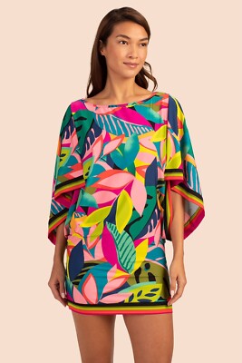 NWT $152 Sz XL TRINA TURK RAINFOREST TUNIC CAFTAN Swim Cover GORGEOUS ...