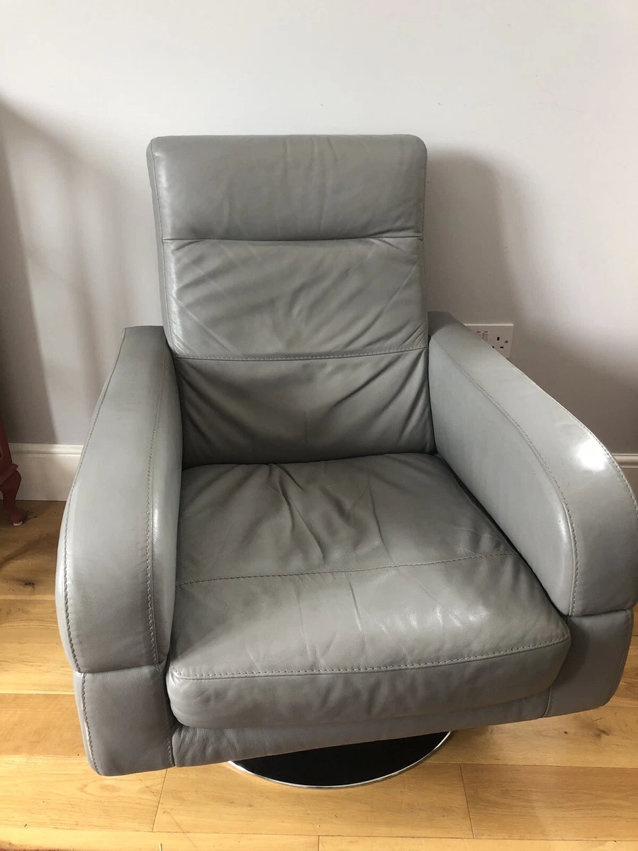 1980 s Swivel Sitting Arm Chairs Grey Leather Bar Man Cave