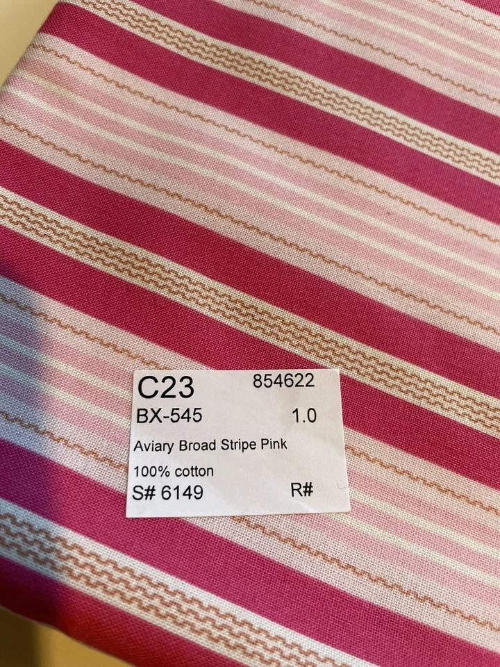 100% Cotton Quilting Fabric  Aviary Broad stripe Pink By Joel Dewberry - Image 3 of 4