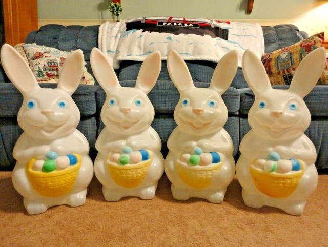 Light Up Easter Bunny Rabbit Egg Basket Outdoor Yard Decoration