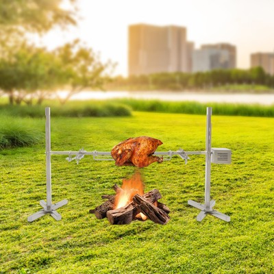 53'' Large Spit Roaster Rotisserie Chicken Pig Lamb Roast Electric BBQ Grill New