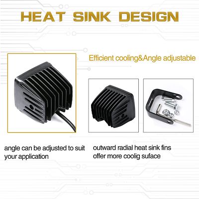 4X 3inch LED Cube Lights - 400W Spot Beam Work Light Pods, Amber Lens, IP68 Waterproof, For Offroad 4WD Trucks