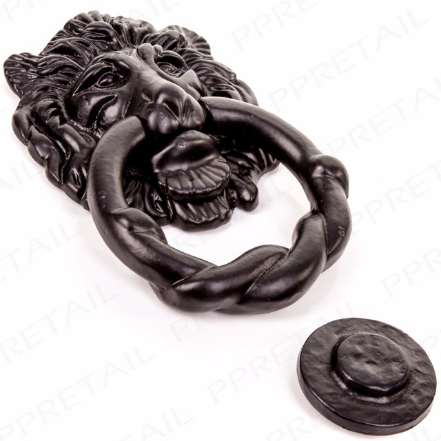 Large 150mm Black Antique Lion Head Door Knocker Quality Classic Ornate