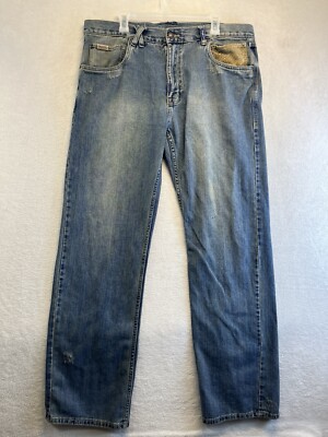LRG Jeans Men 38x34 Blue Relaxed Straight Denim Pants Lifted Research Group