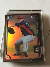 TREVOR FRANK 2015 BOWMAN CHROME ASIA EXCLUSIVE BLACK REFRACTOR #BCP129 INDIANS!