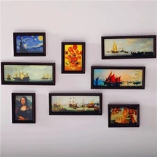 8pcs Dollhouse 1/12 Miniature Framed Wall Painting Mural Accessories Decoration