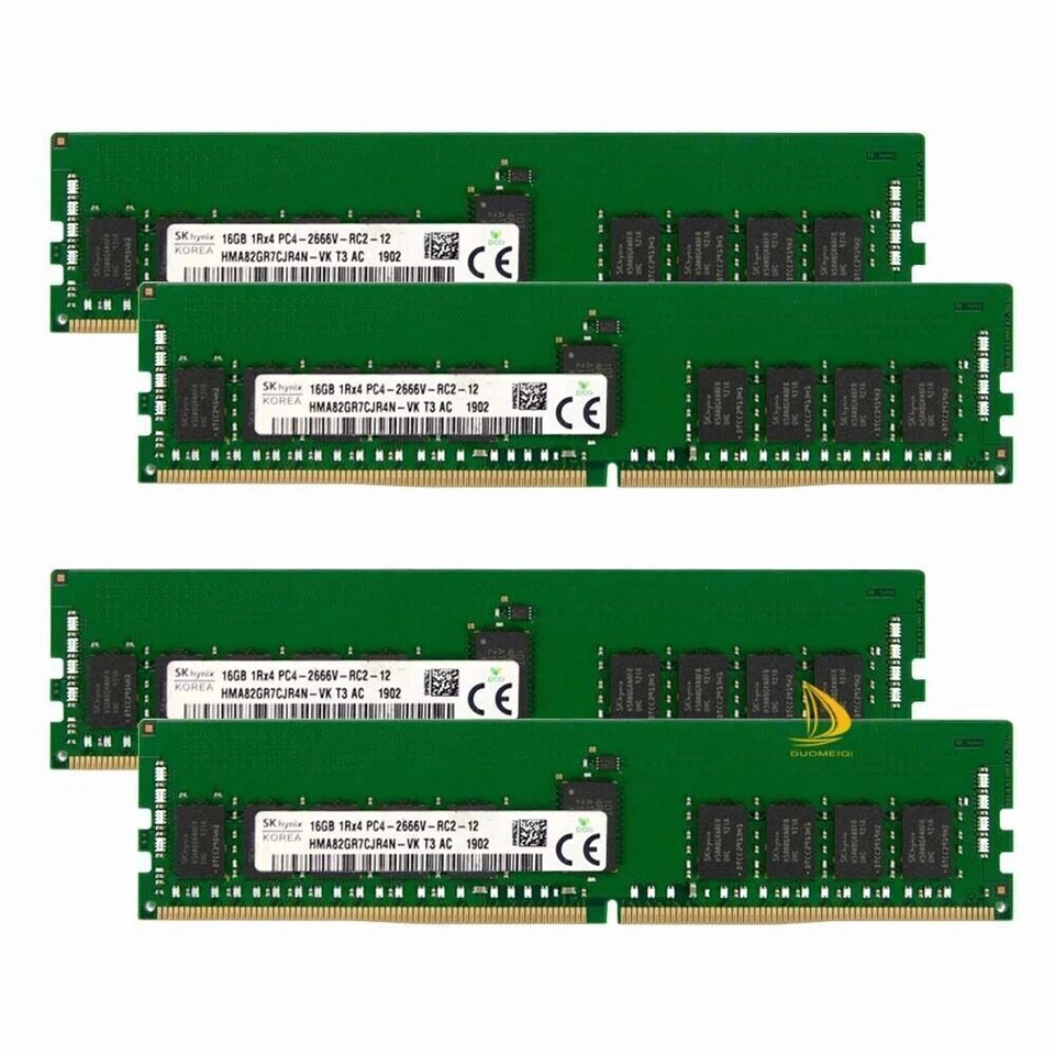 4x 16GB SK Hynix 1Rx4 PC4-21300 DDR4 2666Mhz 288Pin DIMM ECC SERVER Memory RAM - Image 2 of 4