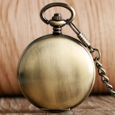 Bronze Smooth Self Winding Mechanical Pocket Watch Roman Numerals Dial Gifts