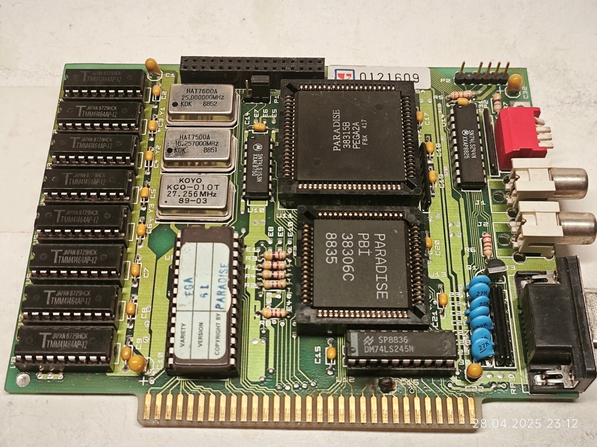 1987 ISA 8 Bit EGA Multi video card (Paradise PEGA2A 38315B) DZF 3