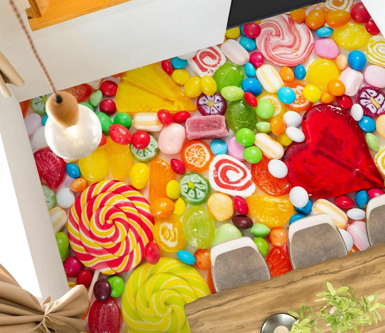 3D Yellow Lollipop 2700 Floor WallPaper Murals Wall Print Decal AU Zoe