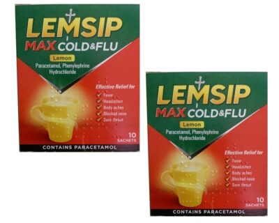 Lemsip Max Erkältung & Grippe (Zitrone) - 10 Beutel ((2 Packungen)) 02 - 2027 Ablauf