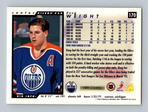 Engrasadores Edmonton 1996-97 Score Doug Weight #170 - Imagen 2 de 2