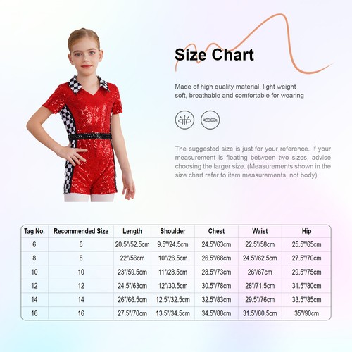 Girls Bodysuit Dress Up Racer Costume Uniform Jumpsuit Short Sleeve Unitard - Picture 5 of 85
