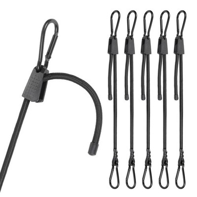 Masterwise 6 PCS Adjustable Bungee Cords with Hooks, 24 Inches 24'', Black 