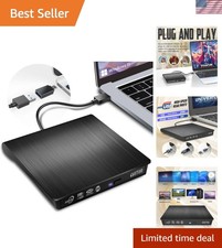 External CD DVD Drive, USB 3.0 Player Burner for PC Laptop Desktop Windows 11 10