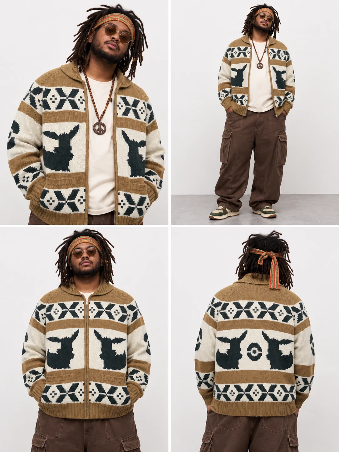 GU Pokemon Eevee Full Zip Knit Jacket Brown Japan New With Tags image 1