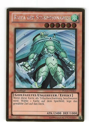 Yugioh RAIZA DER STURMMONARCH , pgld-de062 Gold Rare deutsch Exc 1. Auflage