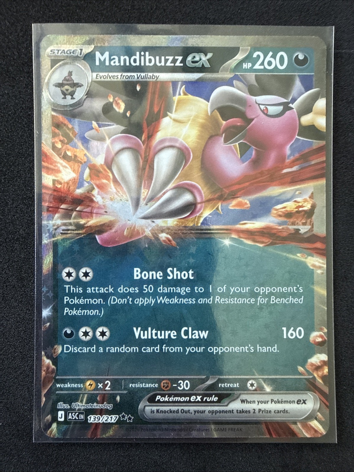 Mandibuzz EX 139/217 Ascended Heroes Pokemon NM