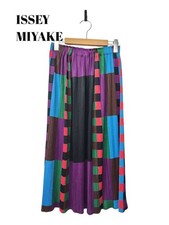 PLEATS PLEASE Issey Miyake Women's Check Long Skirt Size 1 76cm Waist EL BFB