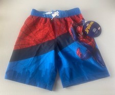 Boys Spiderman Swim Trunks Size 6/7 Small Child Blue Red Summer New With Tag