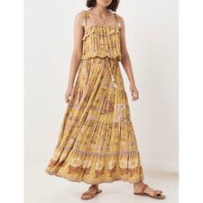 Spell & The Gypsy Collective Wild Bloom Strappy Maxi Dress Flower Yellow Small