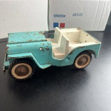 Vintage Tonka Jeep Light Turquoise Blue Pressed Steel USA
