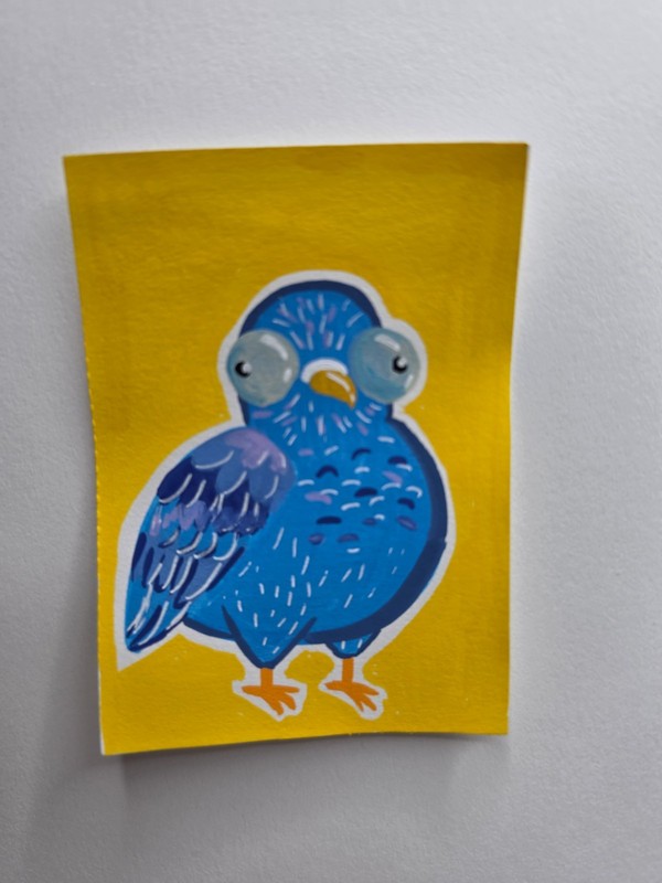 aceo original painting pigeon miniature painting animal art