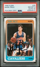 1988 Mark Price signed ROOKIE card Fleer #25 PSA 8 AUTO 10 MINT RC Pop 6