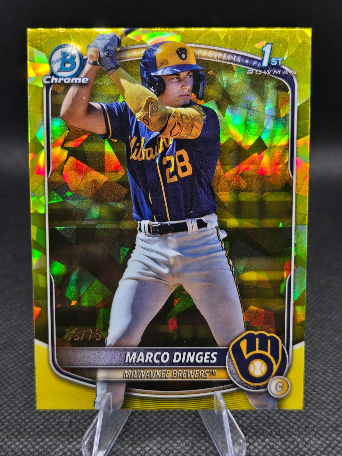 2025 Bowman Chrome Sapphire Marco Dinges 1st Bowman Yellow Refractor 53/75