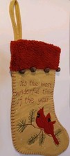 Hand Crafted Cardinal Christmas Stocking