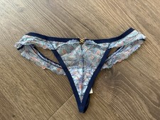 Aerie Dreamscape Lace Thong Underwear Size Small Blue With Gold Clasp And Frill