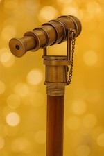 Nautical Walking Stick Collectible Wooden Cane with Brass Telescope Handle