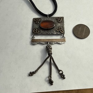 Artisan SS 925 Pendant Hand Engraved Carneluan Intaglio Tassel Aqeeq?