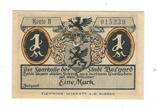 Notgeld Belgard- heute Biaogard in Polen - Sparkasse - 1 Mark - o. Datum