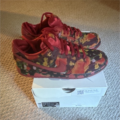 Nike SB Dunk Low Pro Skate Shoes Red Floral Camo US 11.5 Medium D