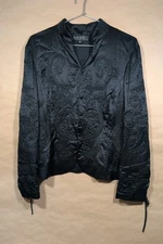 Nicole Miller Collection Women's 12, 100% Silk Embossed Structured Jacket Black