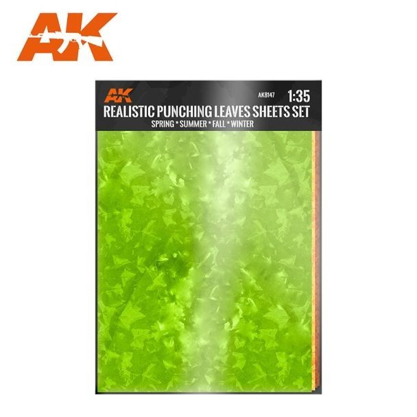 Punching Leaves Sheets Set - AK Interactive Diorama Model Basing - Brand New