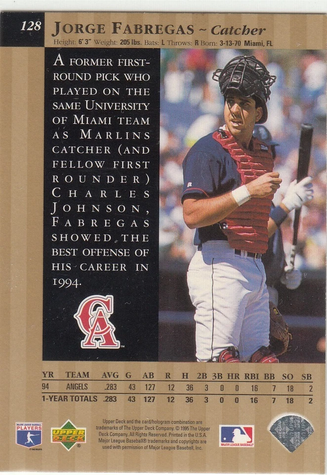 1995 Upper Deck - Special Edition Jorge Fabregas #128 Gold - Image 2 of 2