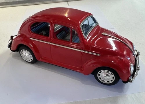 Vintage Bandai? Tayio? VW Bug Battery Operated Red Volkswagen Beetle Toy Car
