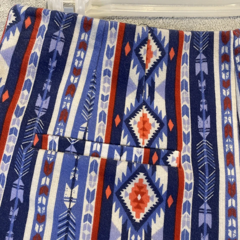 Pantalones Cortos Hollister Junior Talla M Azul Rojo Pull On Elastizados Tribal Azteca Hippie Chic Foto 3 de 4