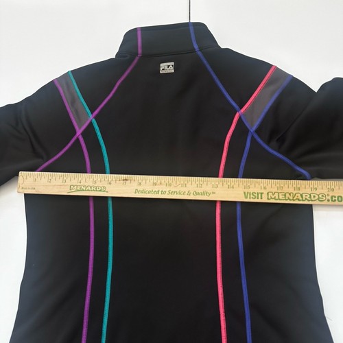 Fila Sport Track Jacket Women Size L Black Multi Color Stitching Zip Up Pockets - Picture 7 of 10