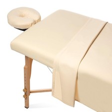 Saloniture 3-Piece Microfiber Massage Table Sheet Set - 3 Piece Set, Natural