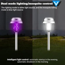 2PK Solar Bug Zapper - Waterproof, Outdoor Mosquito Lamp, Yard/Garden