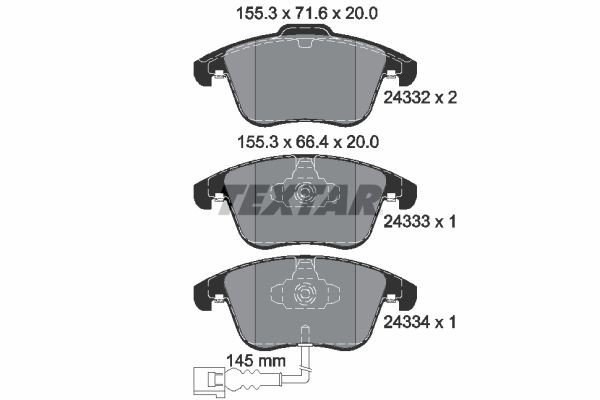 Textar Bremsbelagsatz, Scheibenbremse 2433301 FüR Audi Seat VW-image