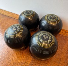 Henselite Championship Super-Grip Lawn Bowls Vintage Set of 4 - Size 5 1/8