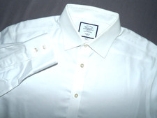 Charles Tyrwhitt Non-Iron White Button Up Dress Shirt Men's Classic 16 - 34