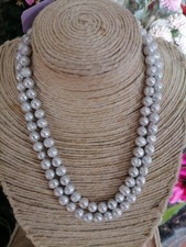 Collana doppio girocollo cm 46,5/50 perle VERE grigie