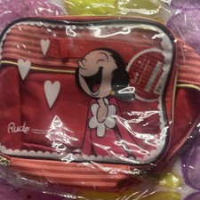 Rude Olive Oyl Red Makeup Bag Fabric Zipper Hearts Design Cosmetic Organizer