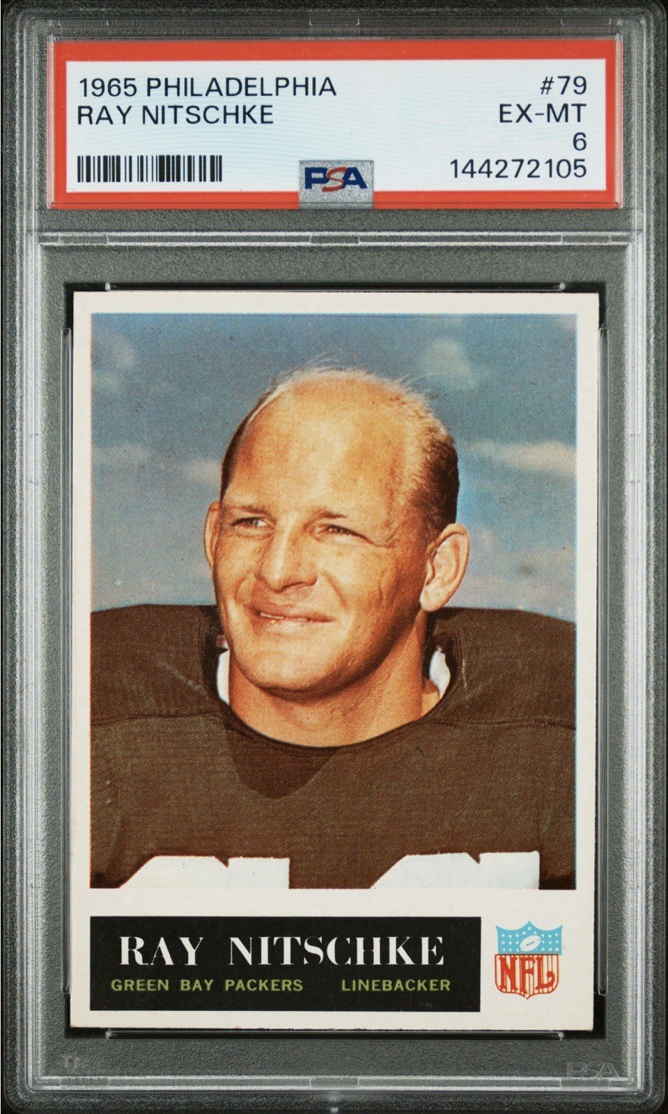 1965 Philadelphia Ray Nitschke #79 Packers HOF Well Centered PSA 6 EX-MT POP 70! view 1